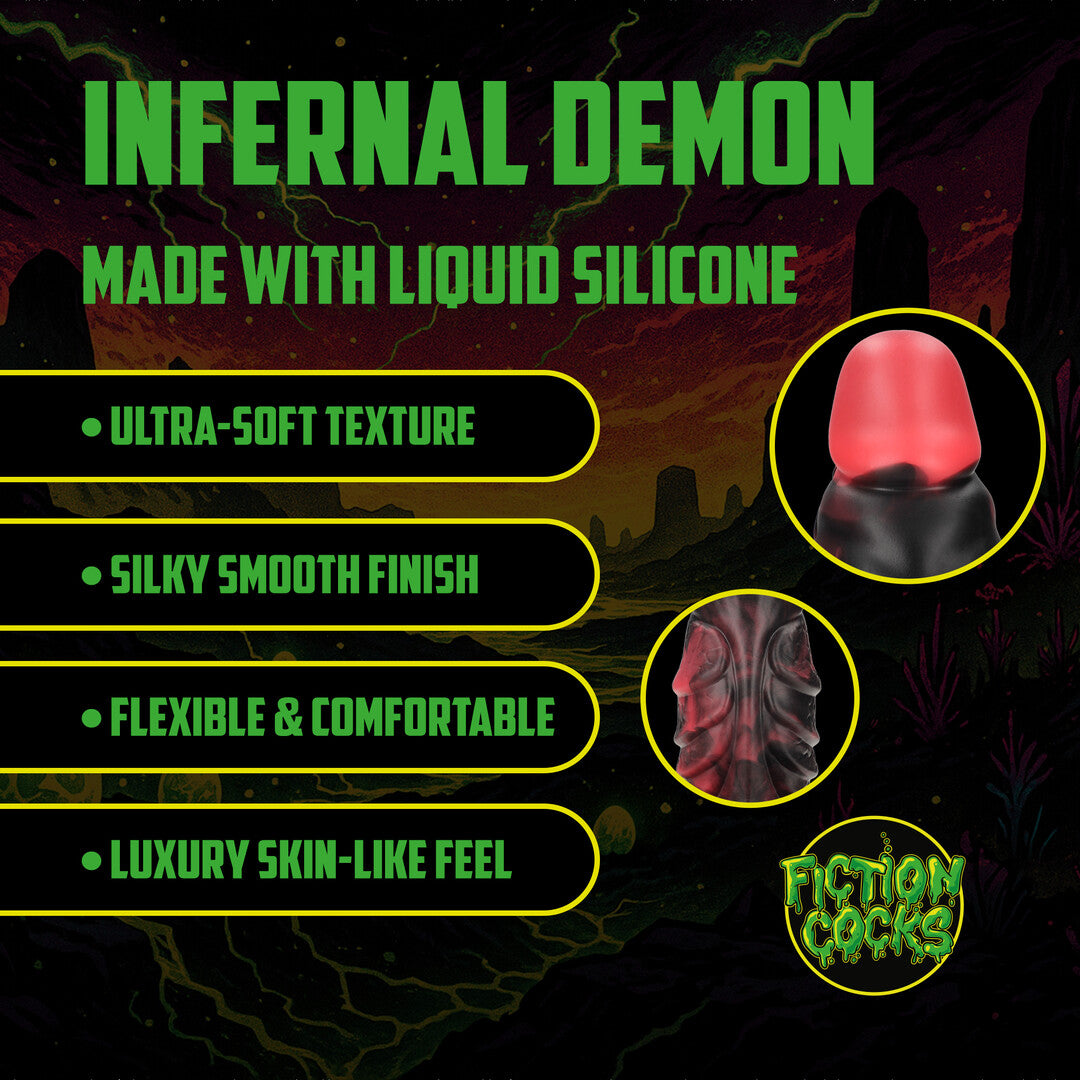 Dildo Infernal Demon Silikon Schwarz/Rot 21,5 x Ø 6 cm