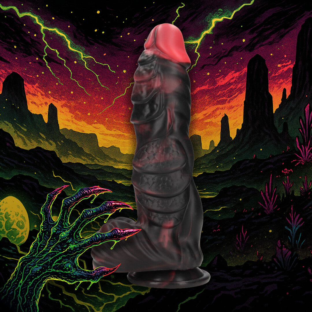 Dildo Infernal Demon Silikon Schwarz/Rot 21,5 x Ø 6 cm