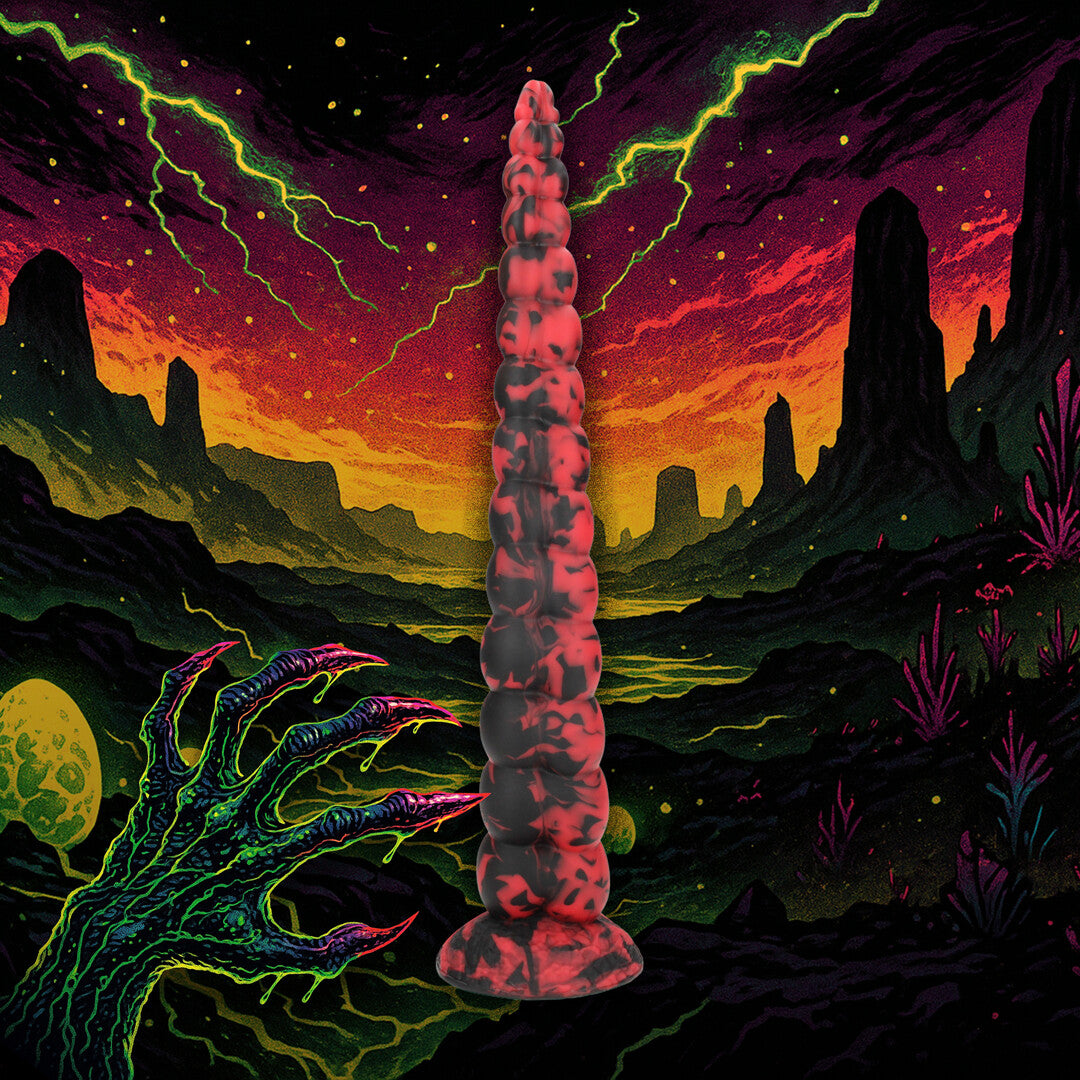 Dildo Tentakel-Dämon Anal-Schlange Schwarz/Rot 35 x Ø 5 cm