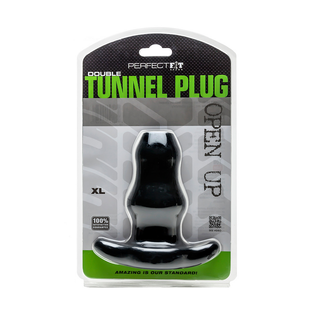 Analplug Doppel-Tunnel hohl Schwarz 17 x Ø 8,1 cm
