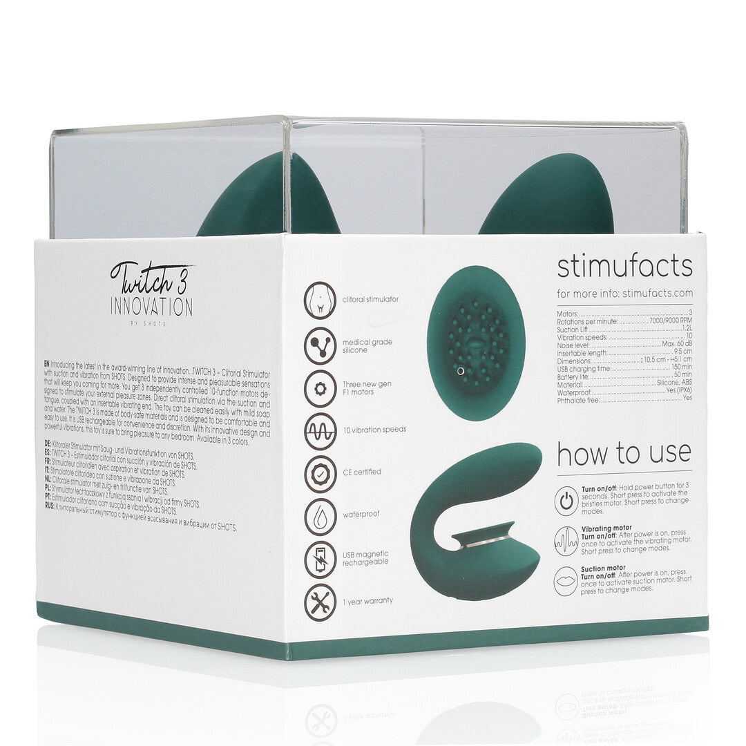 Auflegevibrator Innovation Twitch 3 mit Zunge und Einführteil Waldgrün 10,5 x 3,3 cm – Ansicht 3