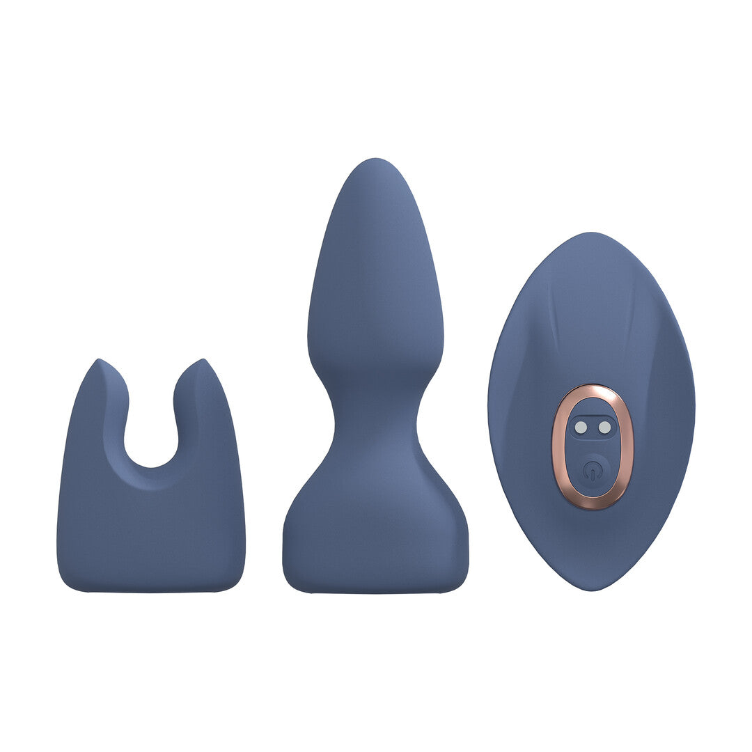 Vibrator-Set mit Wechselaufsätzen Blau/Grau 11,3 x Ø 3,4 cm