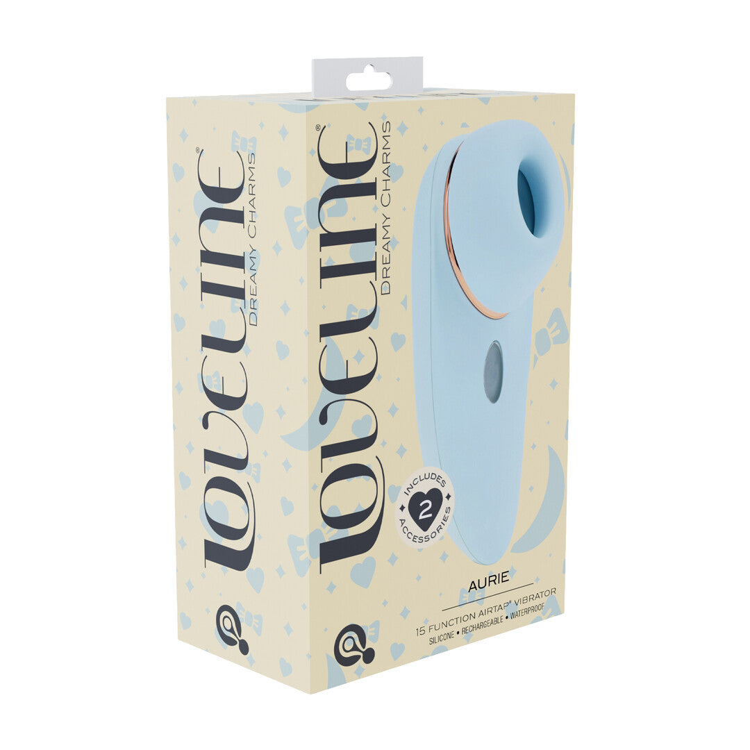 Vibrator Aurie AirTap mit zwei Kopfaufsätzen Blau 12 cm