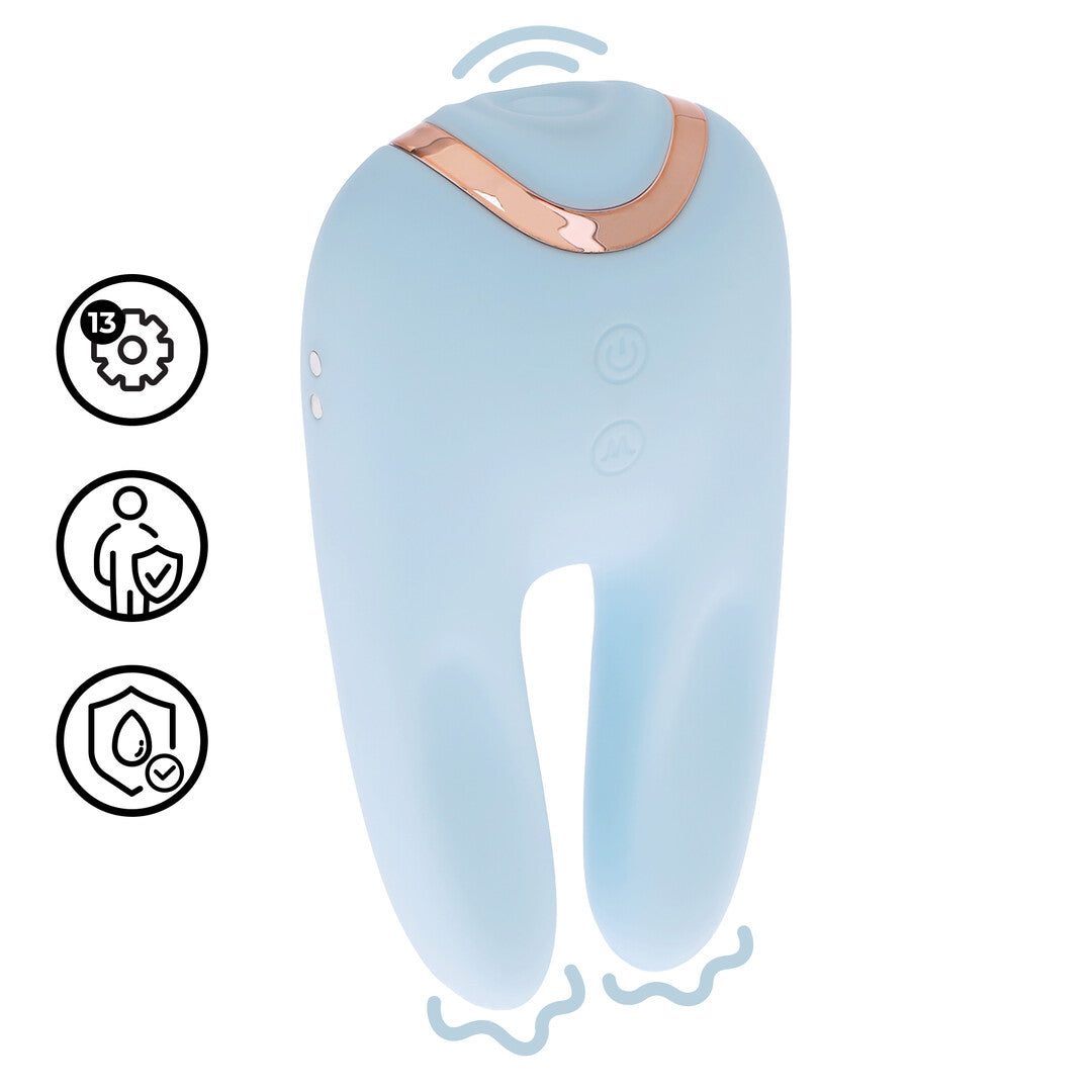 Vibrator Bonnie doppelseitig mit Klopffunktion Blau 11 cm