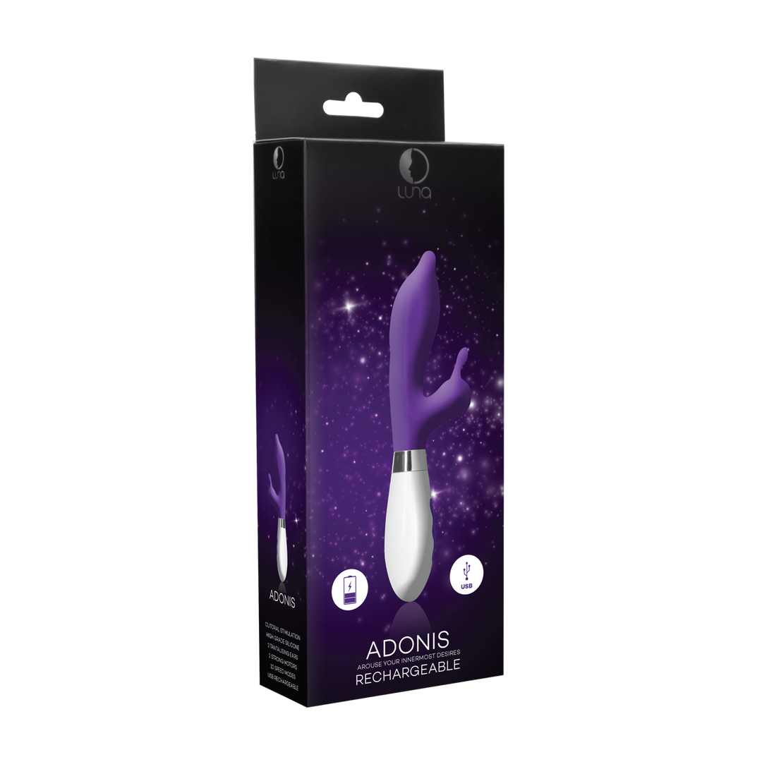 Rabbit-Vibrator Adonis mit Akku Violett 12,5 x Ø 3,5 cm