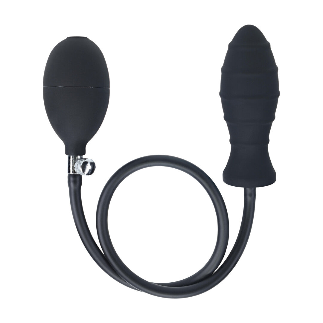 Analplug aufblasbar gerippt Silikon Schwarz 69 x Ø 3,8 cm