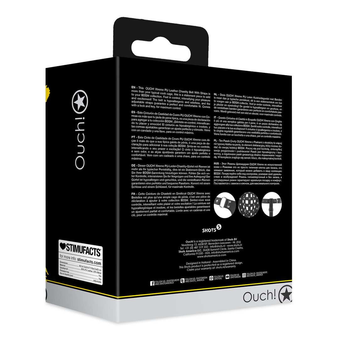 Keuschheitsjock Ouch Xtreme aus PU-Leder mit Schloss Schwarz 118 cm – Ansicht 3