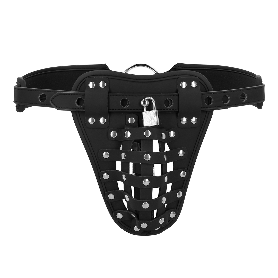 Keuschheitsjock Ouch Xtreme aus PU-Leder mit Schloss Schwarz 118 cm – Ansicht 4
