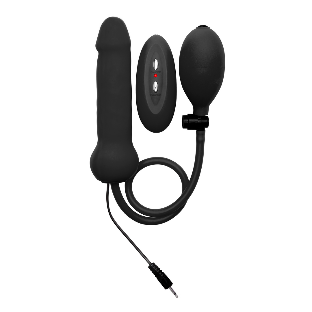 Dildo aufblasbar mit Vibration Silikon Schwarz Ø 4,6 cm