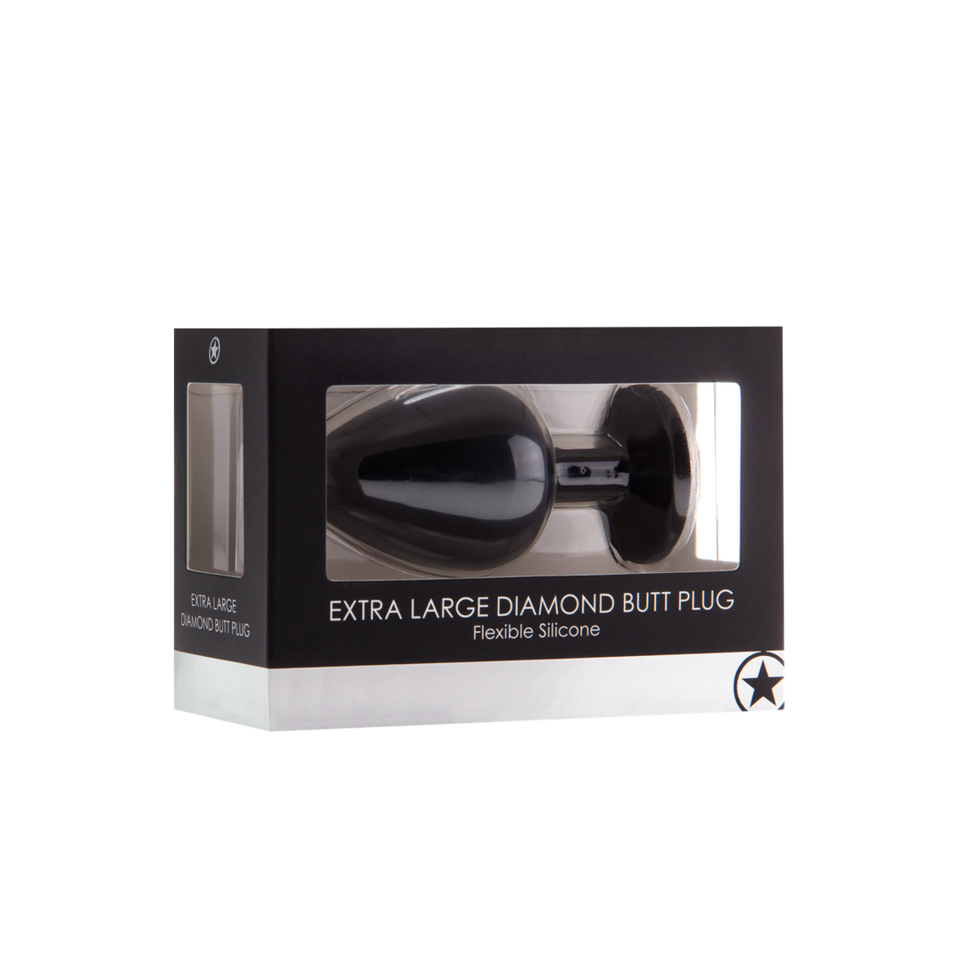Analplug Diamant extra groß Schwarz 9,3 x Ø 4,2 cm