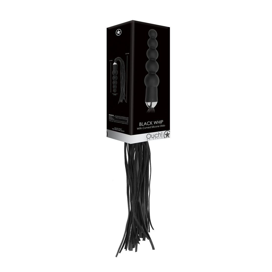 Peitsche mit Silikon-Dildo gebogen Schwarz 49 x Ø 4,7 cm