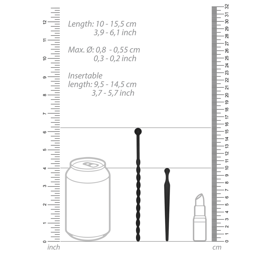 Harnröhrensonden-Set Ouch aus Silikon für Anfänger Schwarz 12,7 cm – Ansicht 7