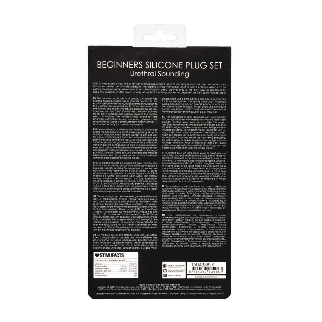 Harnröhrensonden-Set Ouch aus Silikon für Anfänger Schwarz 12,7 cm – Ansicht 3