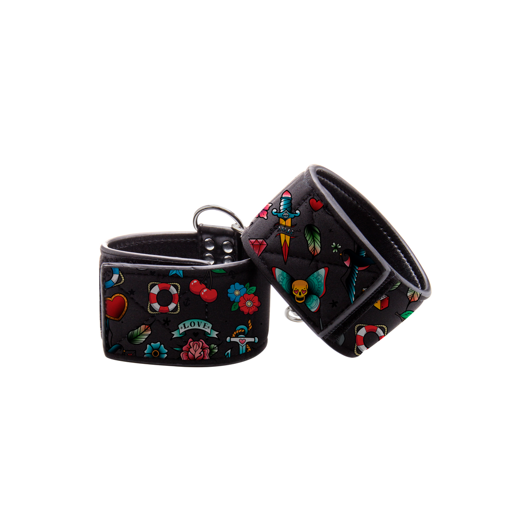 Handschellen bedruckt Schwarz 29,5 cm