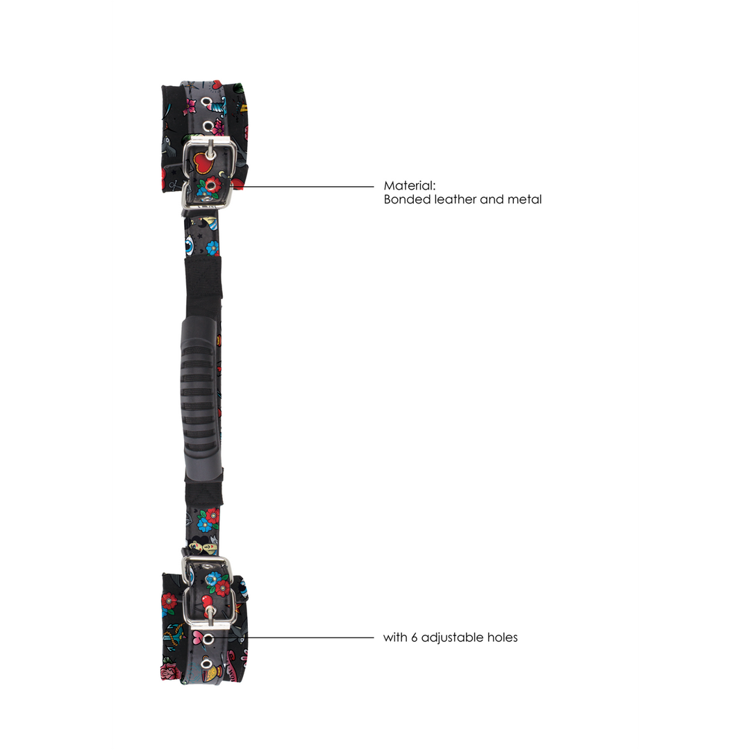Handschellen bedruckt mit Griff Schwarz 59 cm