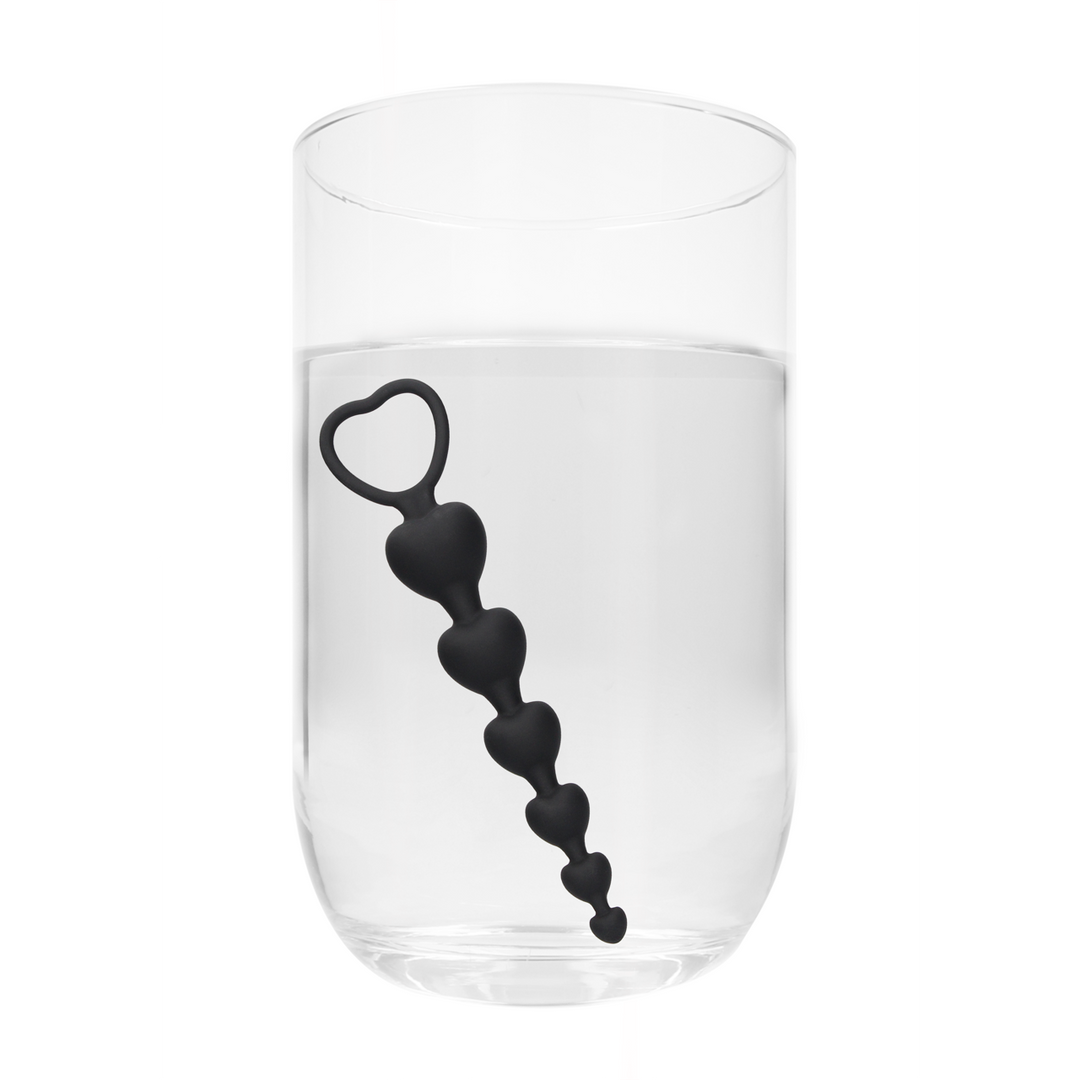 Analkette Herz Schwarz 14,3 x Ø 2,8 cm