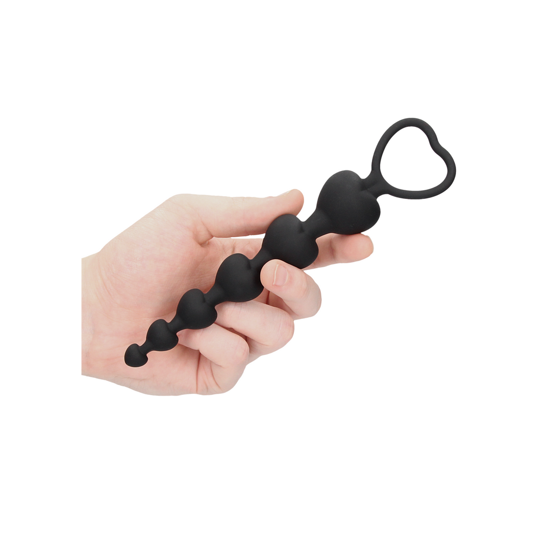 Analkette Herz Schwarz 14,3 x Ø 2,8 cm
