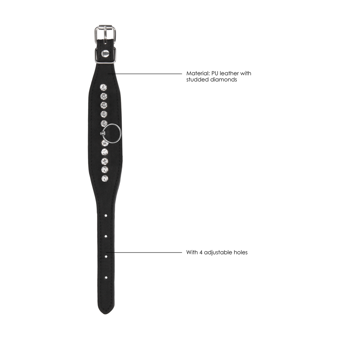 Handfesseln diamantbesetzt Schwarz 34 cm