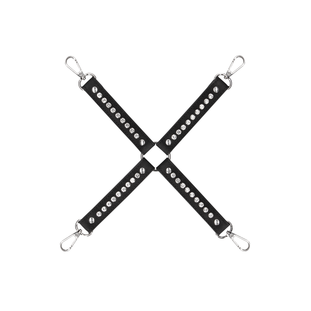 Bondage-Fessel diamantbesetzt Schwarz 34 cm