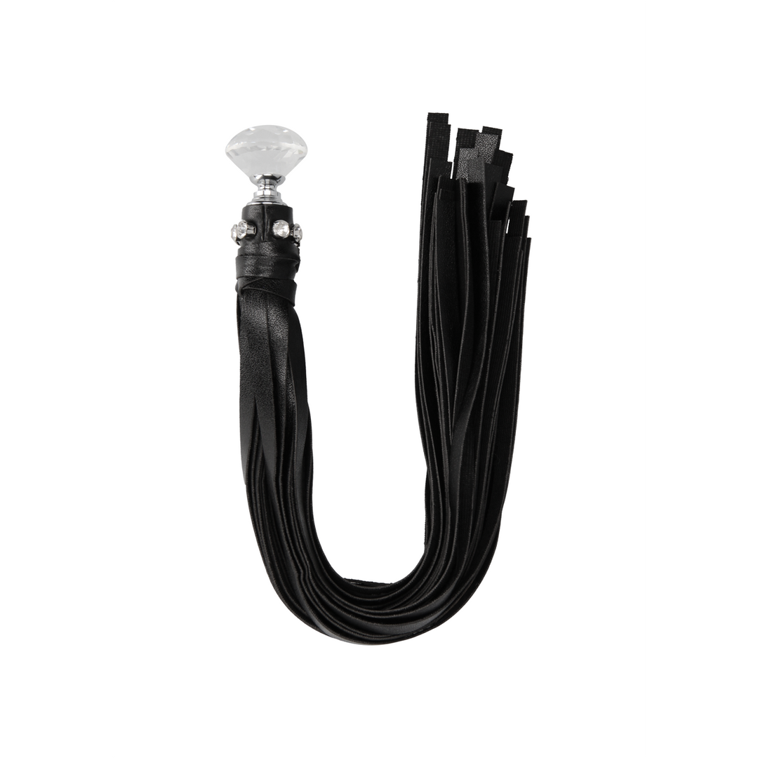 Peitsche diamantbesetzt Schwarz 3 cm