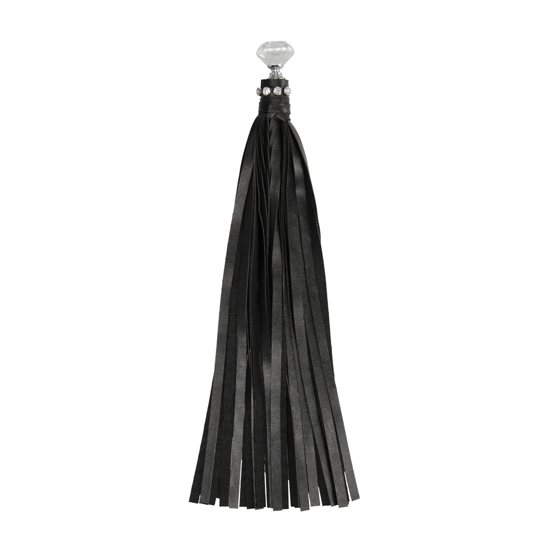 Peitsche diamantbesetzt Schwarz 3 cm