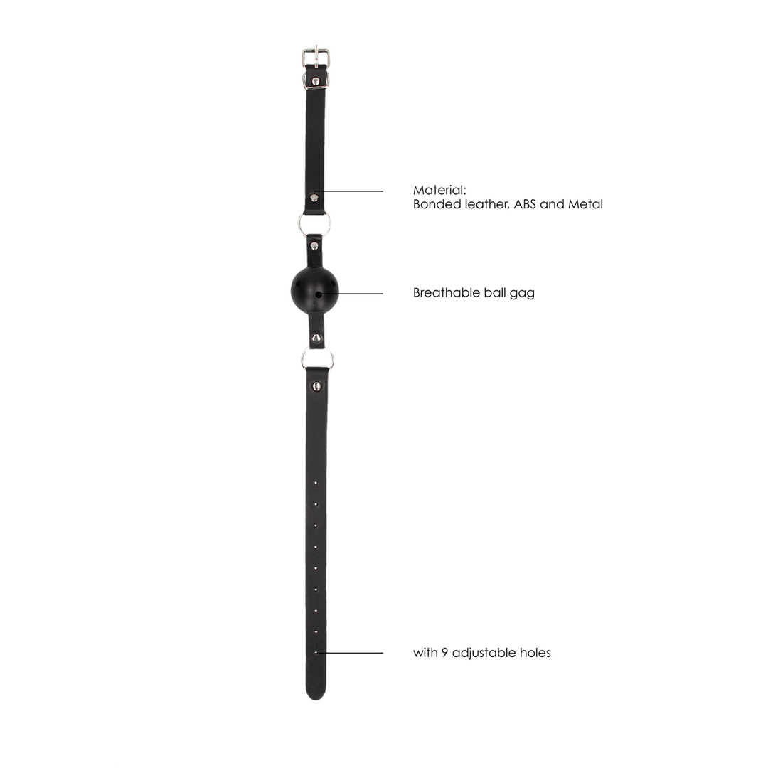Ballknebel atmungsaktiv Schwarz 65 x Ø 4,5 cm