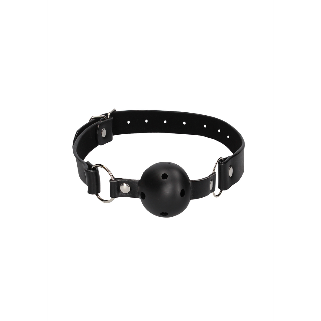 Ballknebel atmungsaktiv mit Nippelklemmen Schwarz 6,5 cm