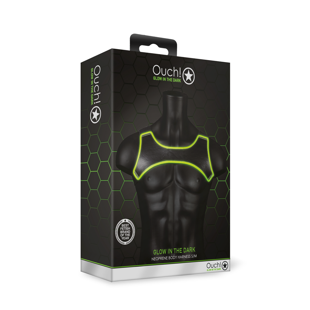 Harness Neopren nachtleuchtend Grün S/M