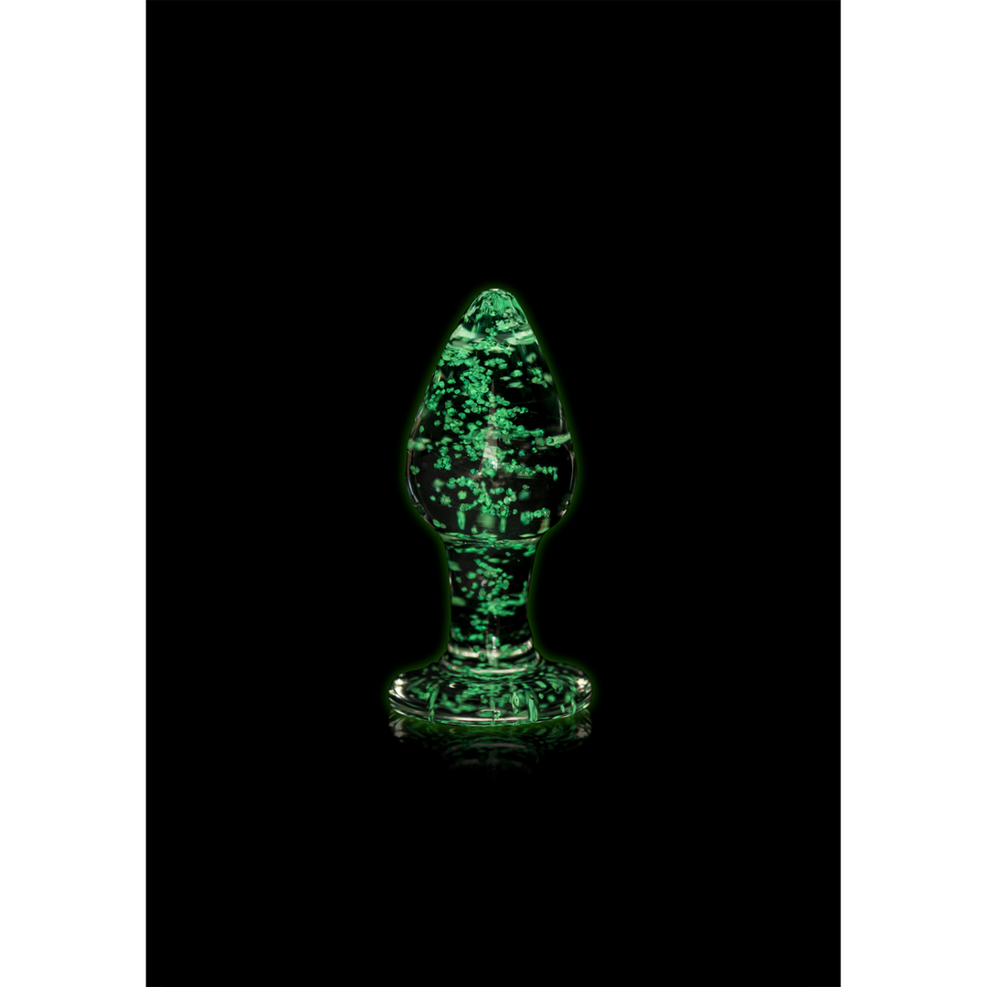 Analplug Glas nachtleuchtend mittel Durchsichtig 7,5 x Ø 3,2 cm
