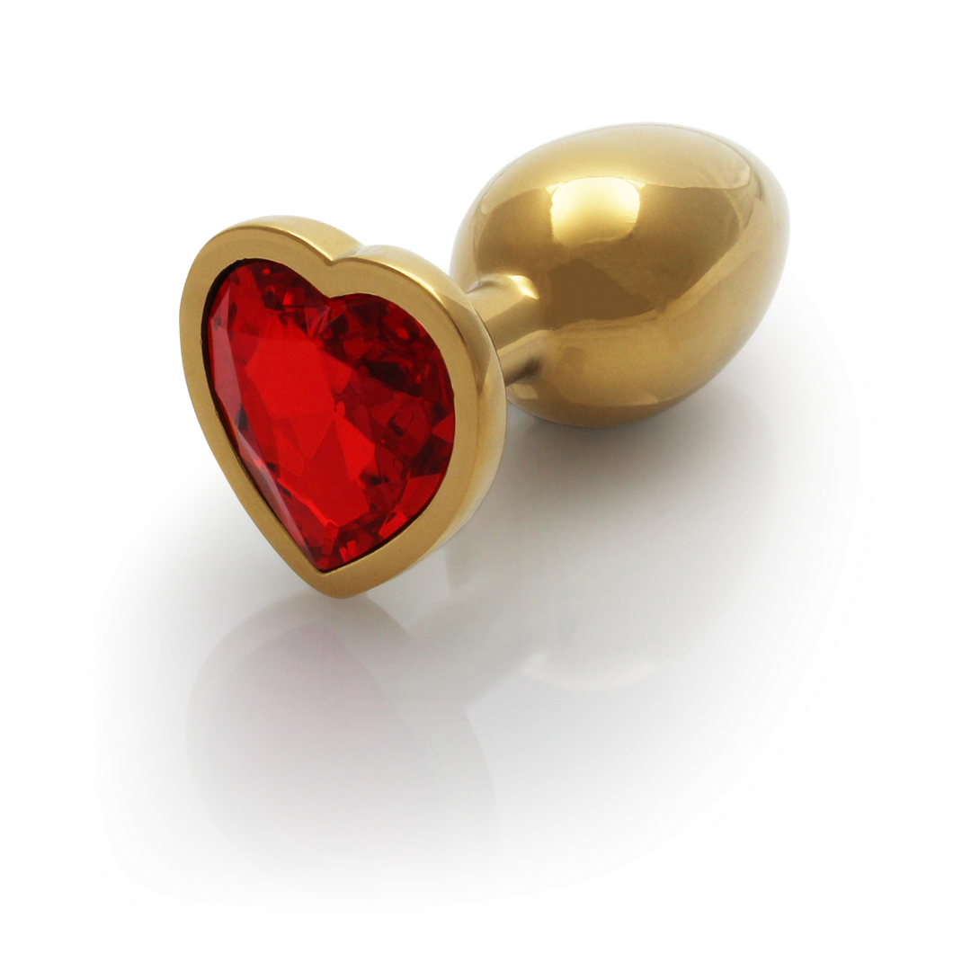 Analplug Edelstein Herz klein Gold/Rubinrot 6,2 x Ø 2,7 cm