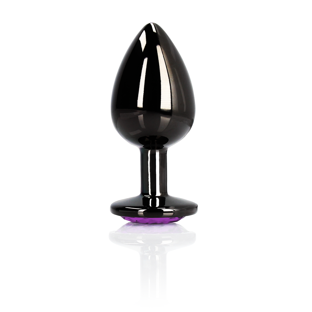 Analplug Edelstein Herz klein Gunmetal/Amethyst 6,2 x Ø 2,7 cm