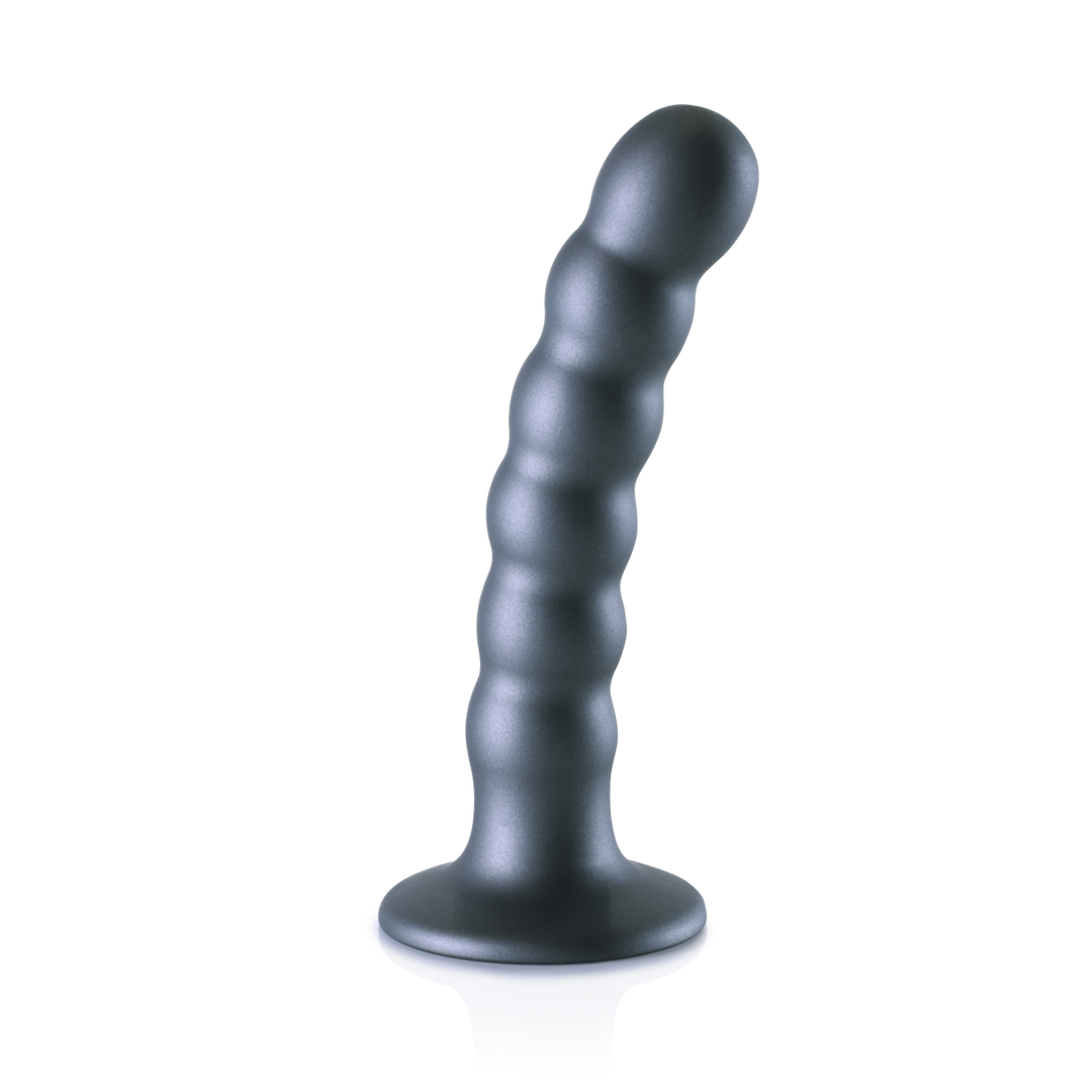 Dildo G-Punkt Silikon mit Perlen Gun Metal