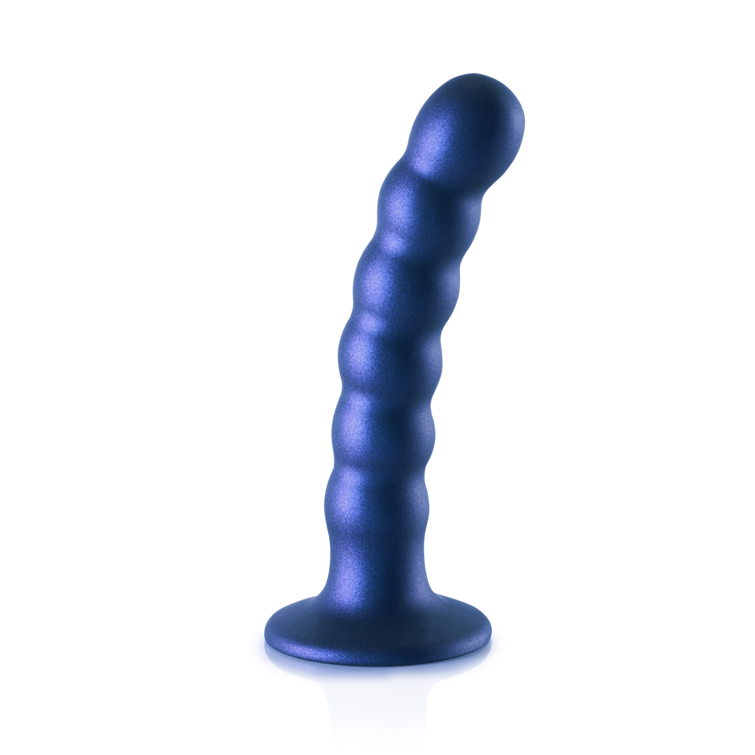 Dildo G-Punkt Silikon mit Perlen Gun Metal