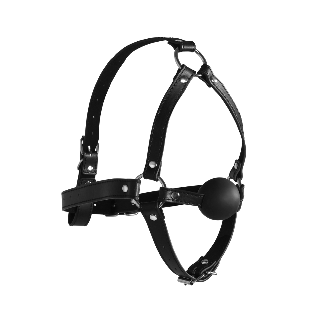 Kopfharness mit festem Ballknebel Schwarz 70 x Ø 4,2 cm