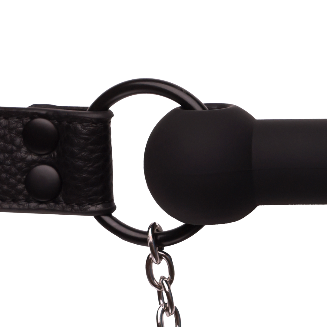 Beißknebel Silikon mit Nippelklemmen Schwarz 59 cm