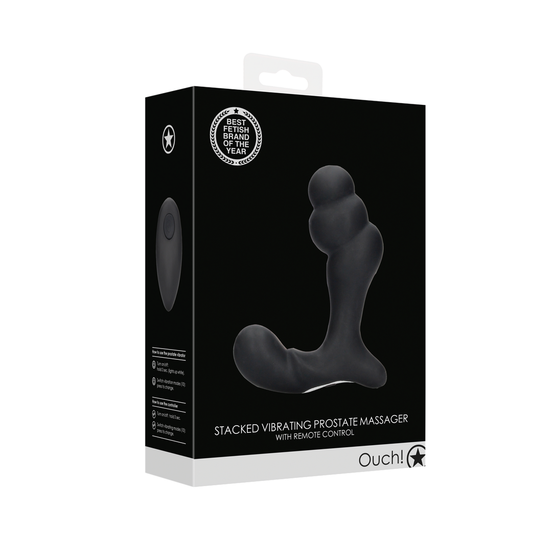Prostata-Vibrator gestapelt mit Fernbedienung Schwarz