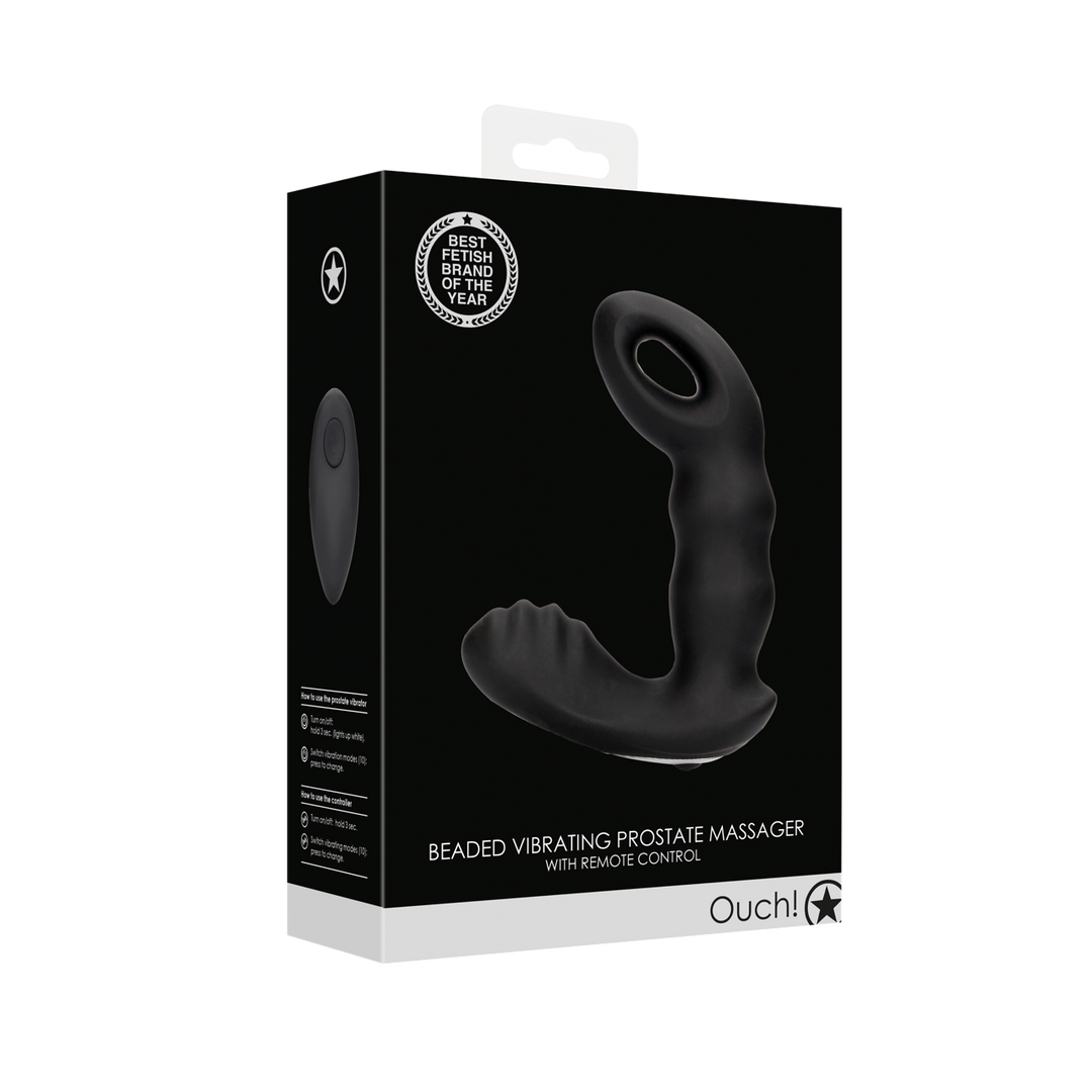 Prostata-Vibrator mit Perlen und Fernbedienung Schwarz