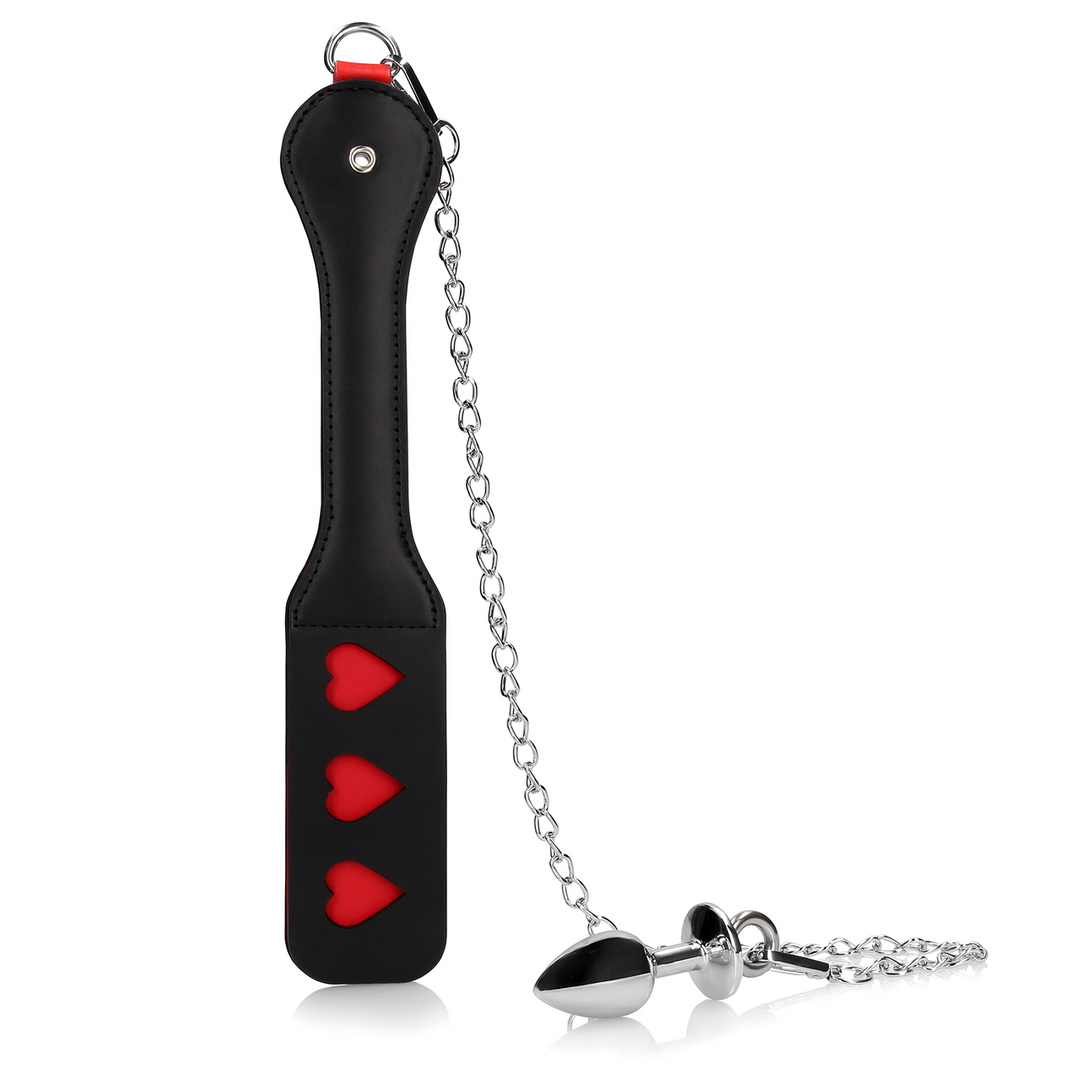 Analplug Metall mit Herz-Paddle Schwarz 4,1 x Ø 2,5 cm