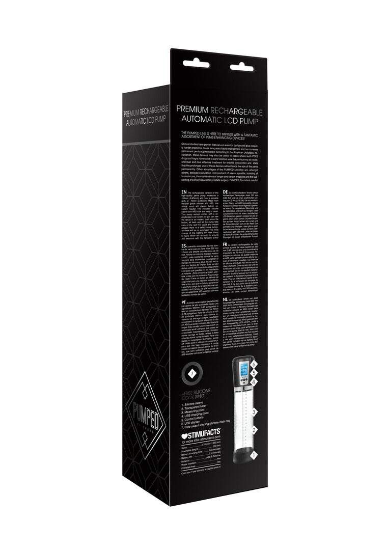 Penispumpe Premium automatisch mit Akku und LCD Durchsichtig 29 x Ø 6,5 cm
