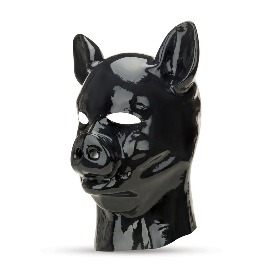 Latexmaske Schwein Schwarz 30 x Ø 58 cm