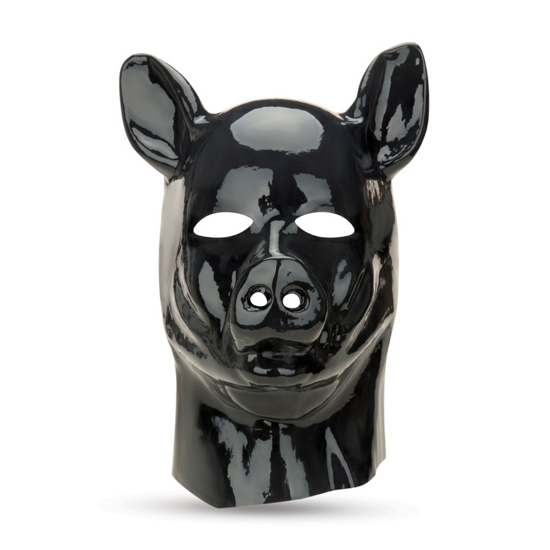 Latexmaske Schwein Schwarz 30 x Ø 58 cm