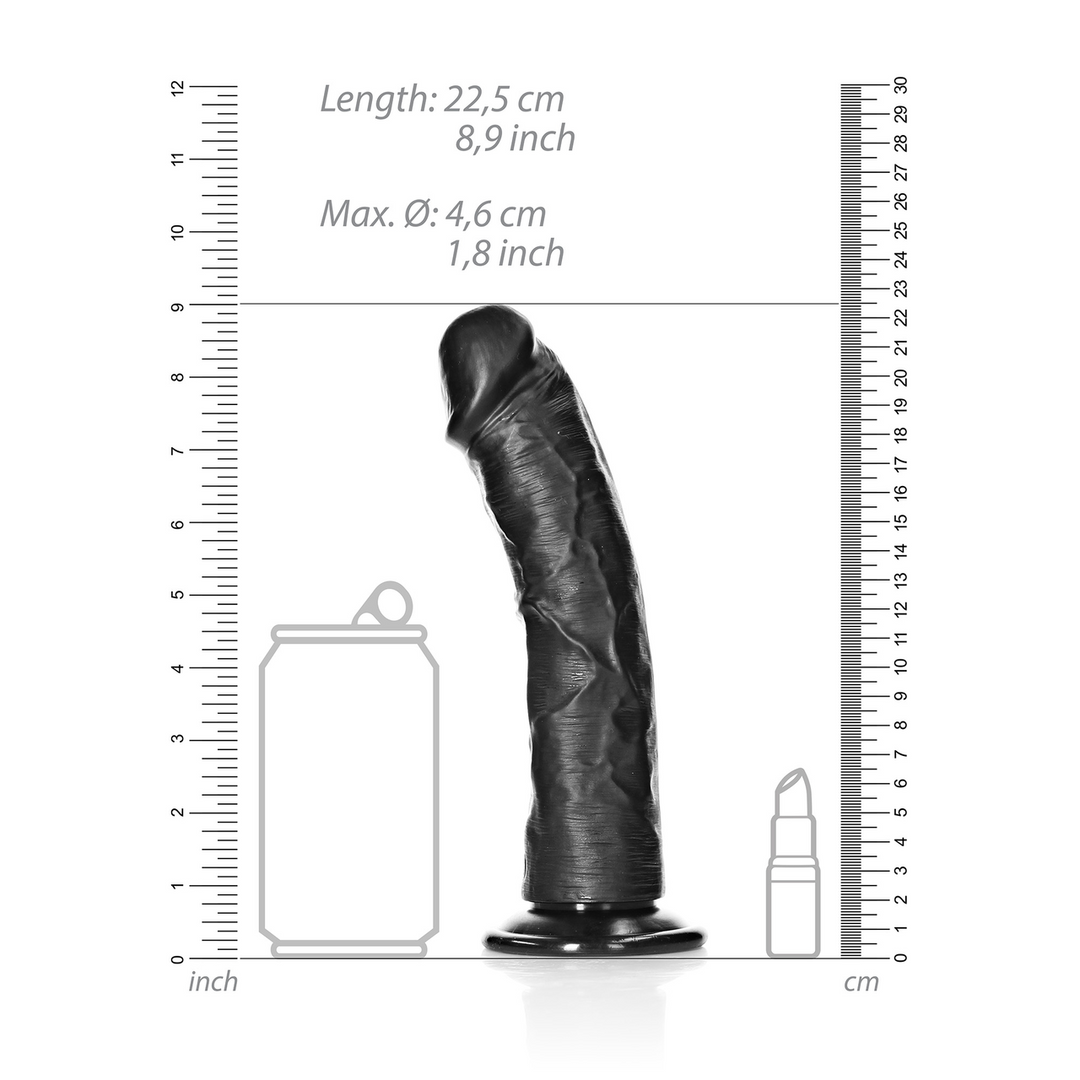 Realistischer Dildo gebogen mit Saugfuß Schwarz 20,5 x Ø 4,6 cm