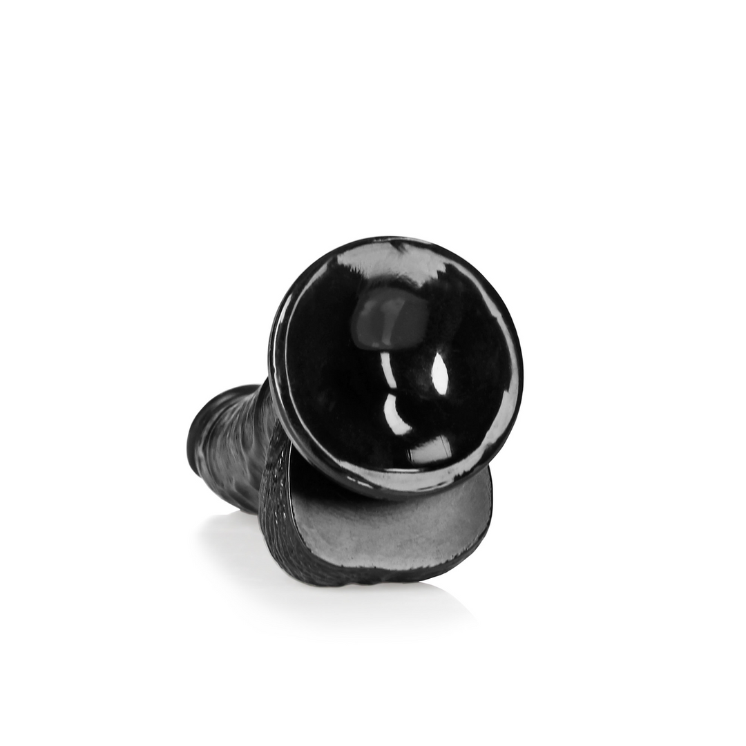 Realistischer Dildo gebogen mit Hoden und Saugfuß Schwarz 12,5 x Ø 3 cm