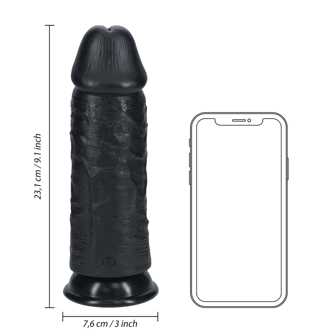 Realistischer Dildo extra dick gerade ohne Hoden Schwarz 23 x Ø 7,6 cm