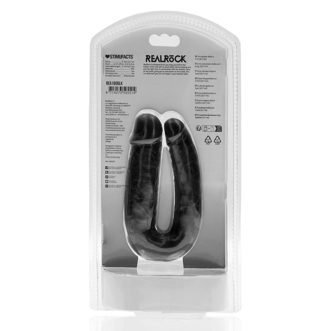 Doppeldildo U-förmig Schwarz 12,7 x Ø 3,2 cm