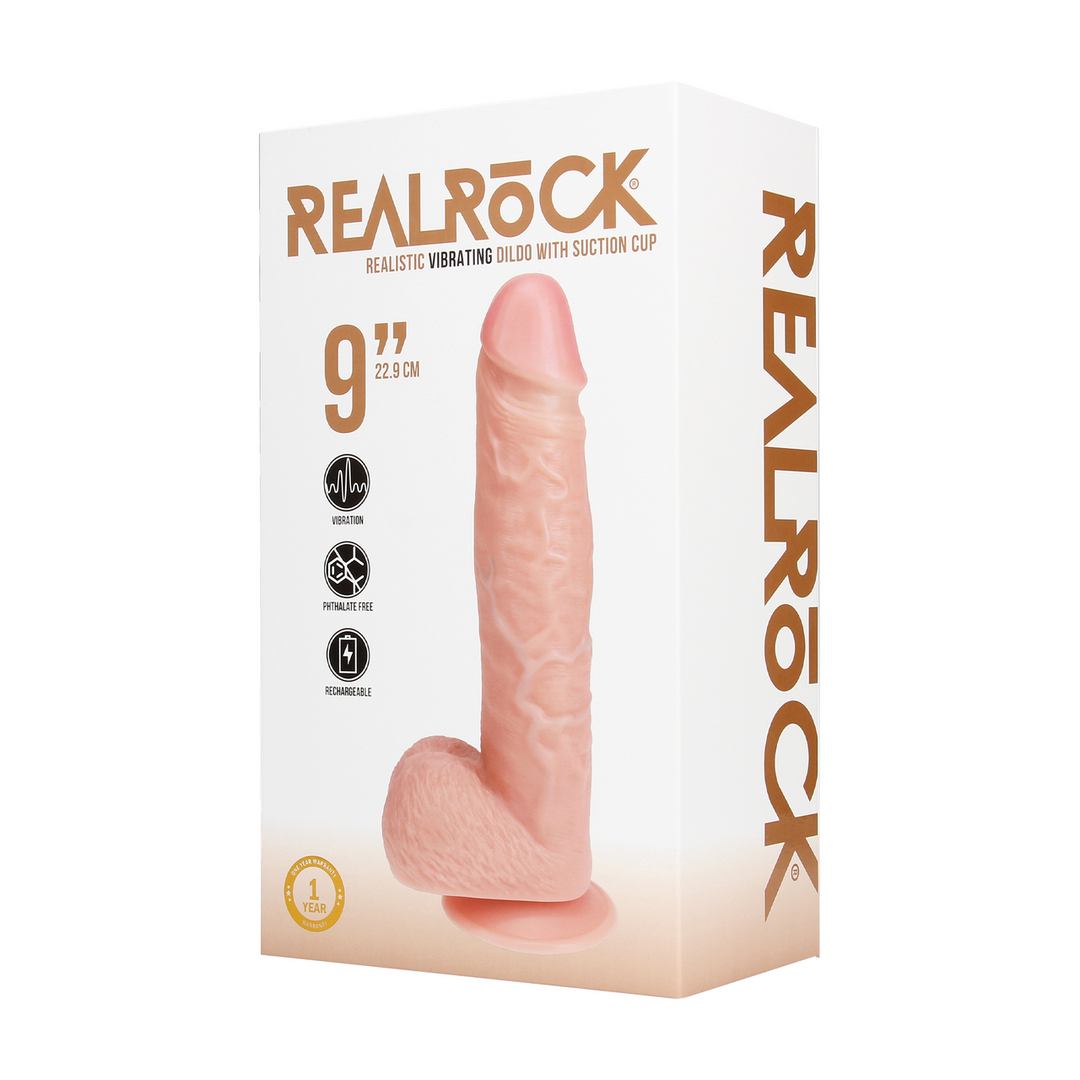 Vibrator realistisch gerade mit Hoden Hautfarbe 18 x Ø 5 cm