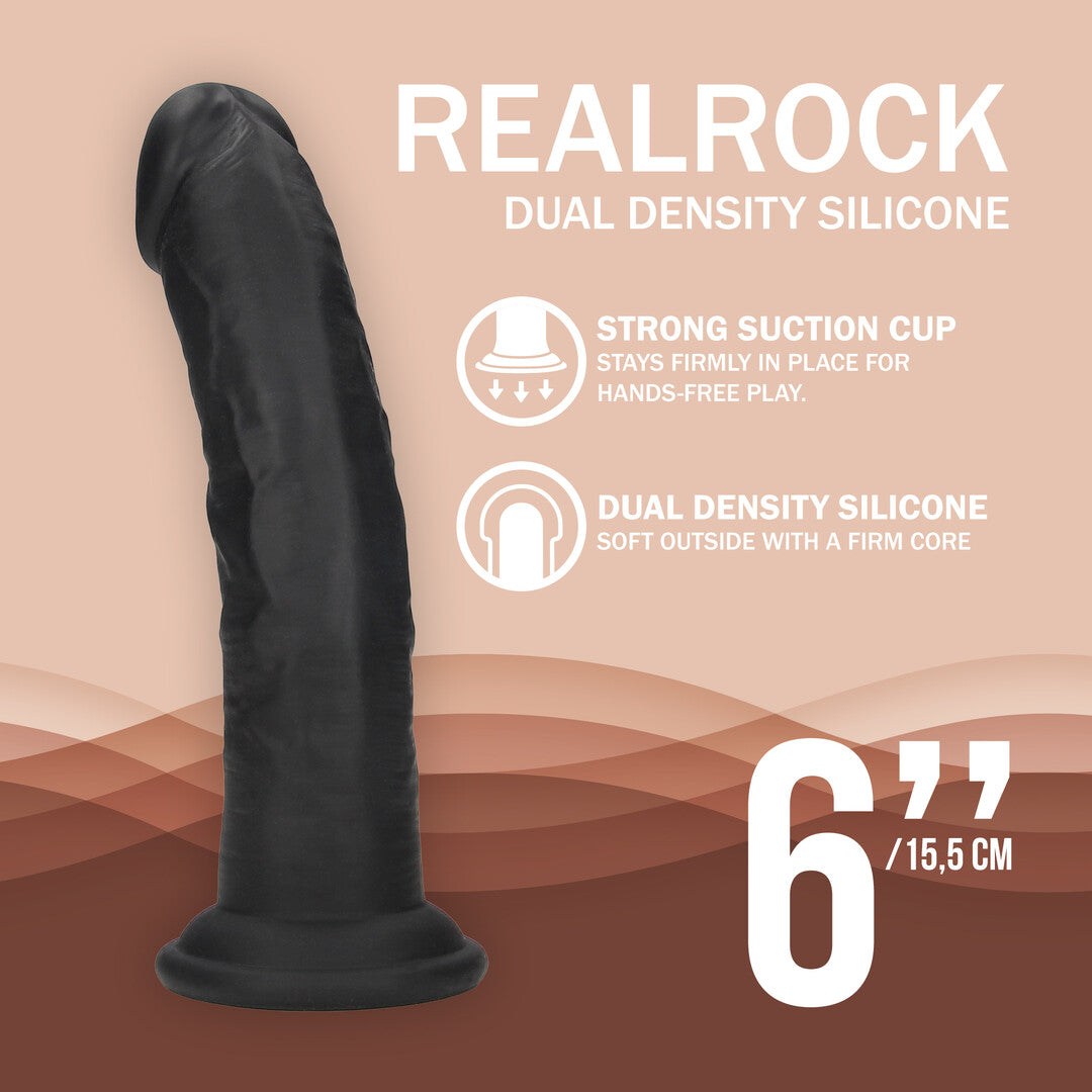 Realistischer Dildo RealRock Dual Density gebogen mit Saugfuß Schwarz 17,05 x 3,4 cm – Ansicht 6