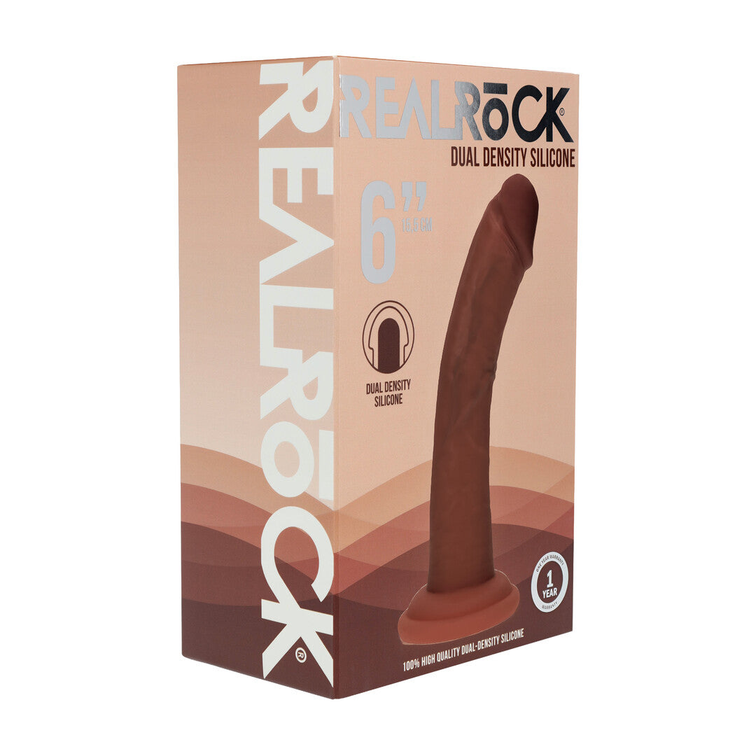 Realistischer Dildo RealRock Dual Density gebogen mit Saugfuß Braun 17,05 x 3,4 cm – Ansicht 2