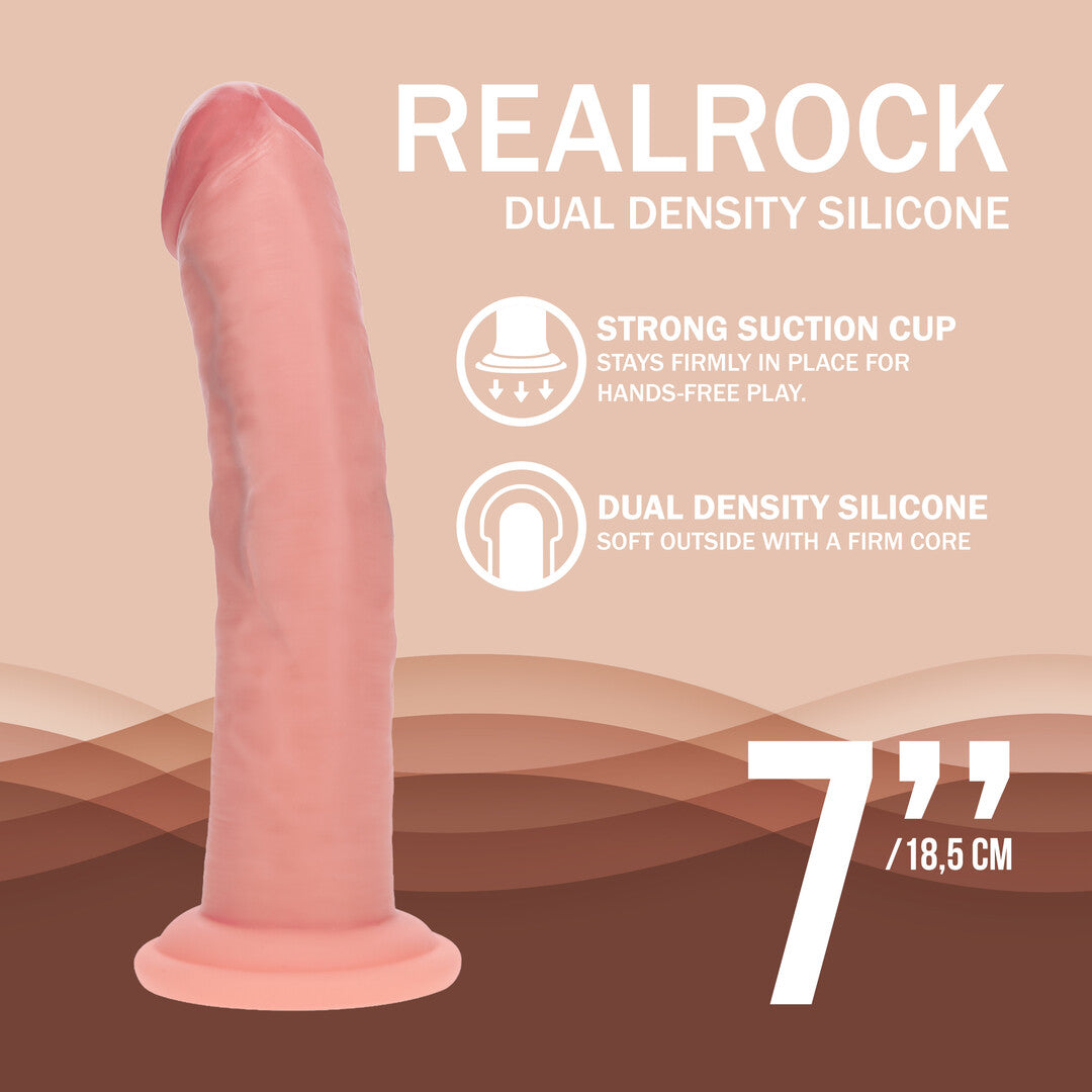 Realistischer Dildo RealRock Dual Density gebogen mit Saugfuß Natur 20,1 x 3,8 cm – Ansicht 5