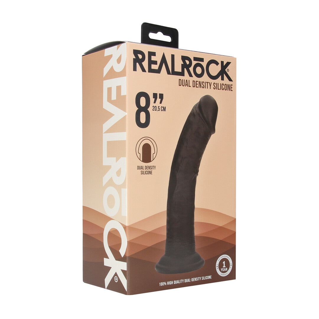 Realistischer Dildo RealRock Dual Density gebogen mit Saugfuß Schwarz 22,3 x 4,3 cm – Ansicht 2